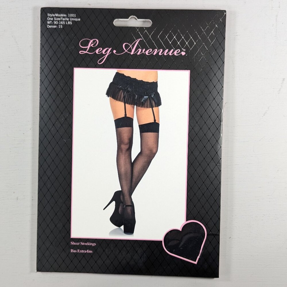 NWT Leg Avenue Sheer Black Stockings style 1001